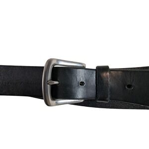Polo Ralph Lauren Mens Black Leather Classic Belt‎ Silver Buckle Size 40